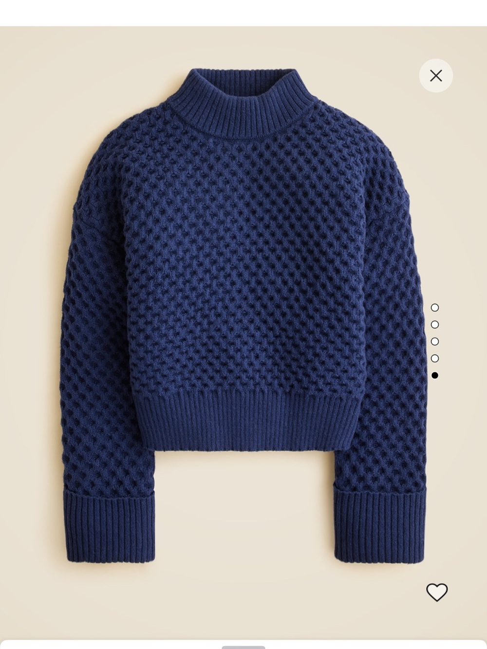 NWT J. Crew Honeycomb Mockneck Sweater — Dark Evening Blue